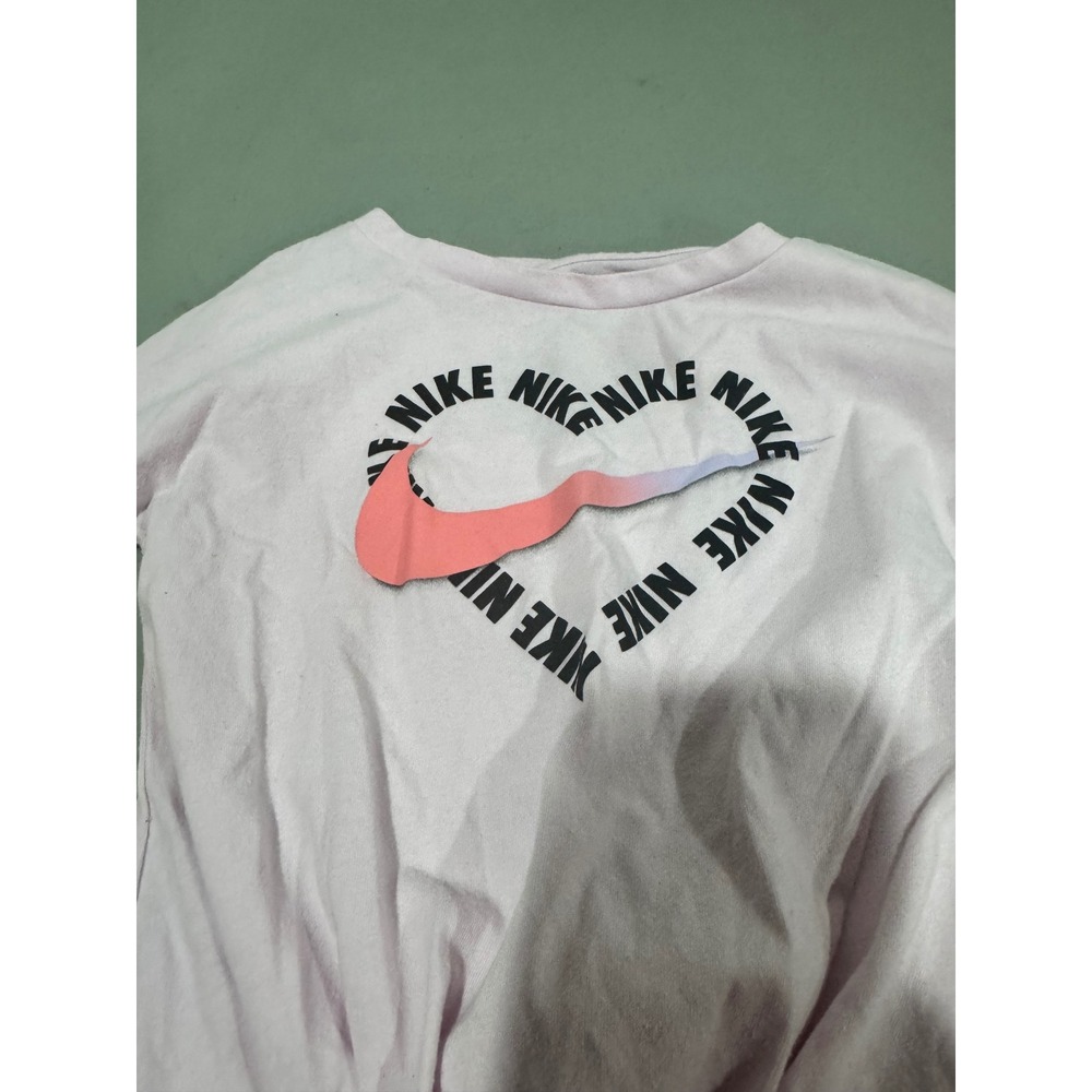 Nike Girls Toddler 4 Light Pink Heart Logo Long Sleeve Tie Front Graphic T-Shirt